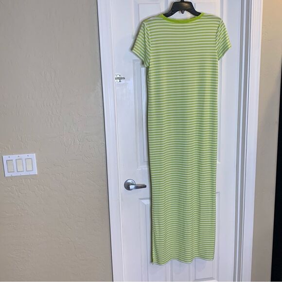 Michael Michael Kors Neon Green Striped Maxi Dress Size Medium - Picture 2 of 8